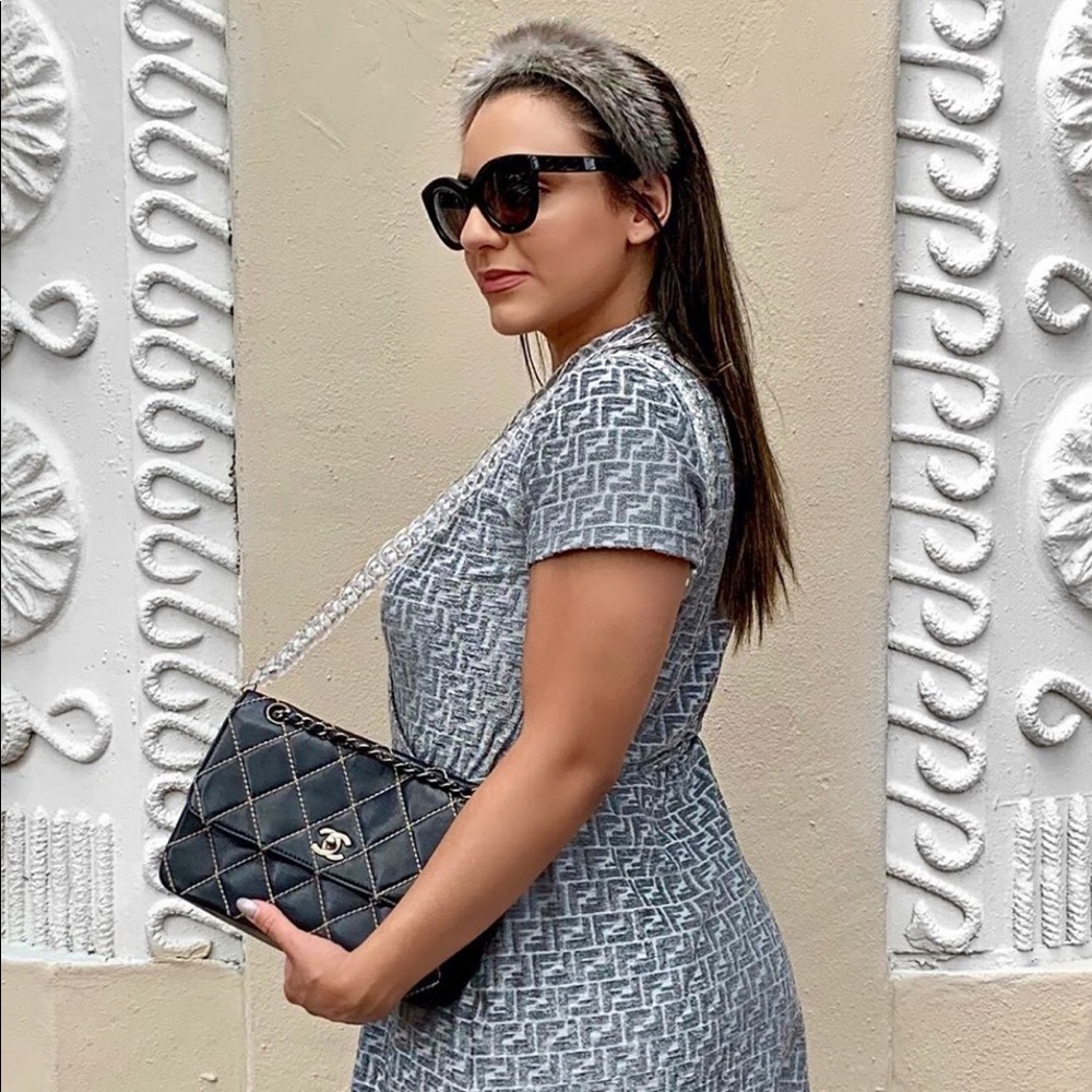 Fendi Wrap Dress with Metallic Thread